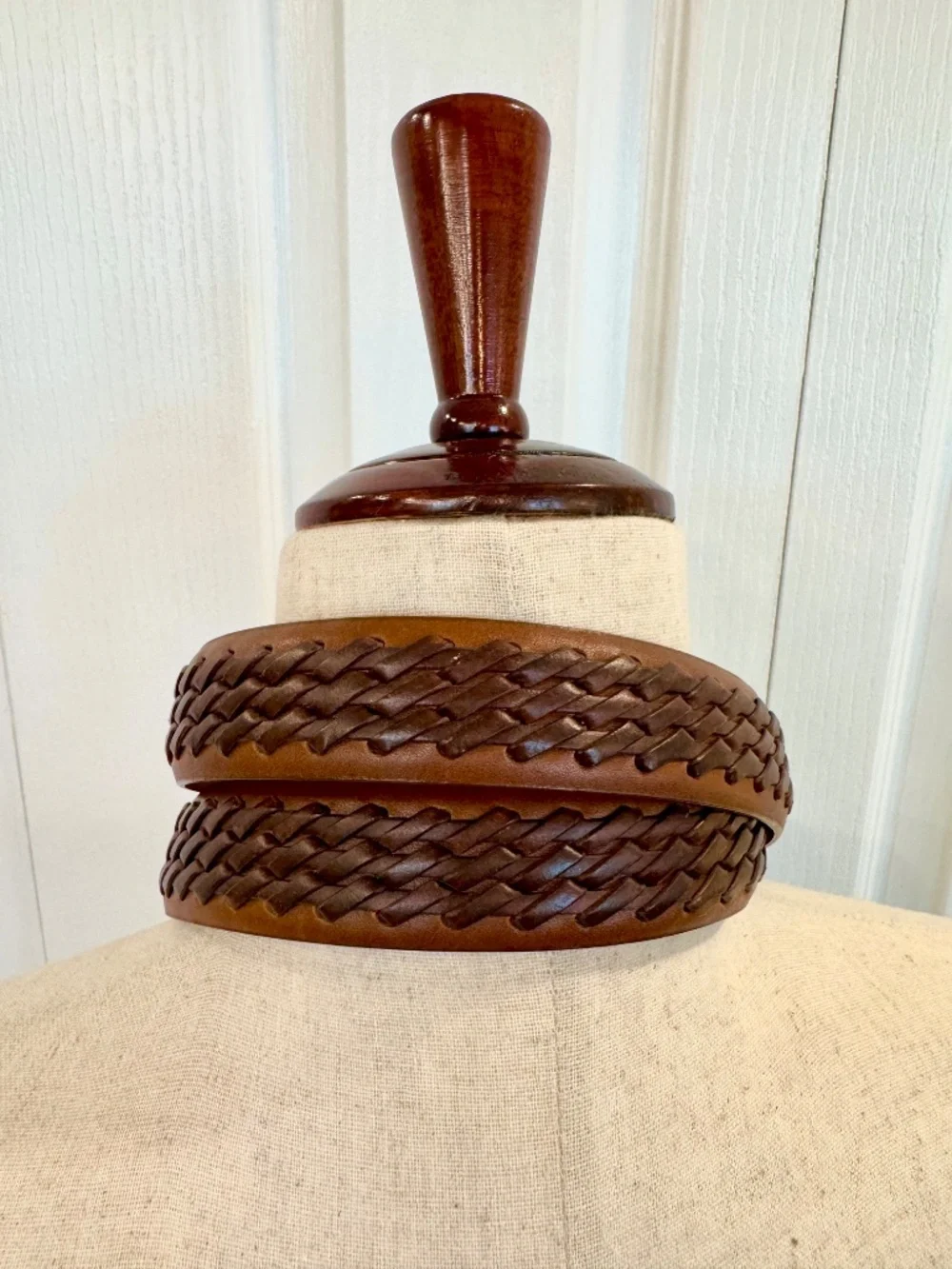 Men's size 44 100% unique leather belt by George, silver metal buckle.